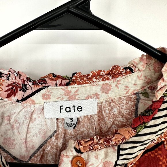 Fate Long Sleeve Patchwork Blouse Size‎ small - Picture 7 of 7